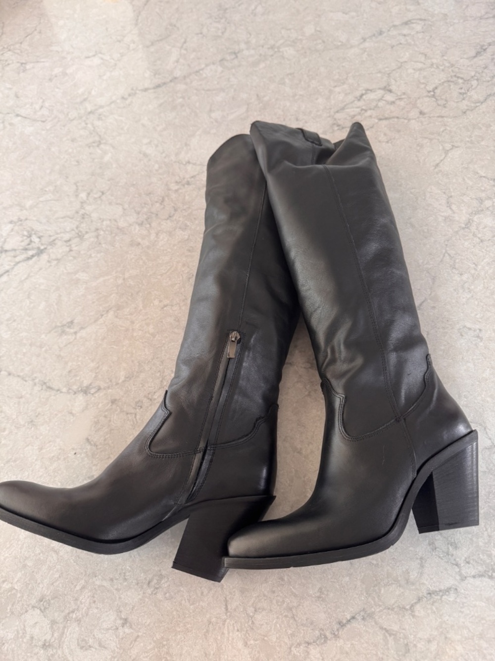 Sundance CAVALIERE Black Knee-High Leather Boots - Picture 3 of 4